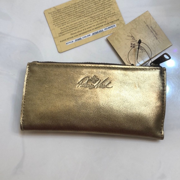 Patricia Nash Nazari Distressed Metallic Bifold Leather Wallet Antique Gold NWT - Picture 10 of 16